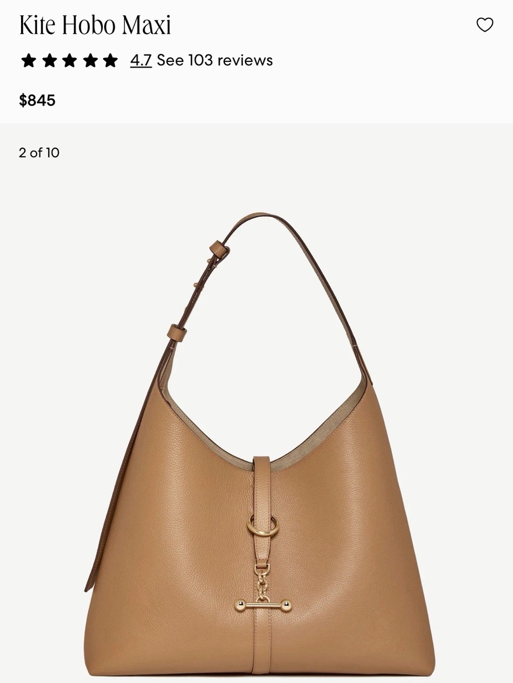 Strathberry Kite Hobo Maxi in Tan Brown with Gold Hardware